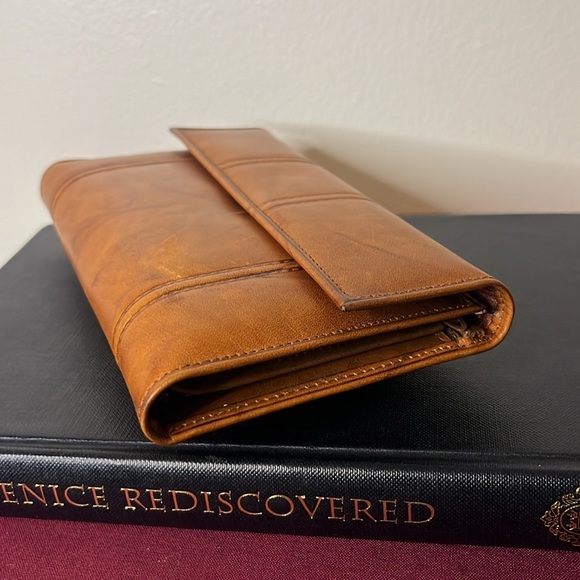 Vintage 1970s Di Lido Genuine Cowhide Leather Caramel Brown Checkbook Wallet - Picture 4 of 14